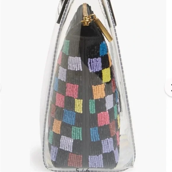 Staud Transparent Clear PVC Mini Shirley Multicolored Beaded Pouch Handbag Bag - Picture 6 of 14